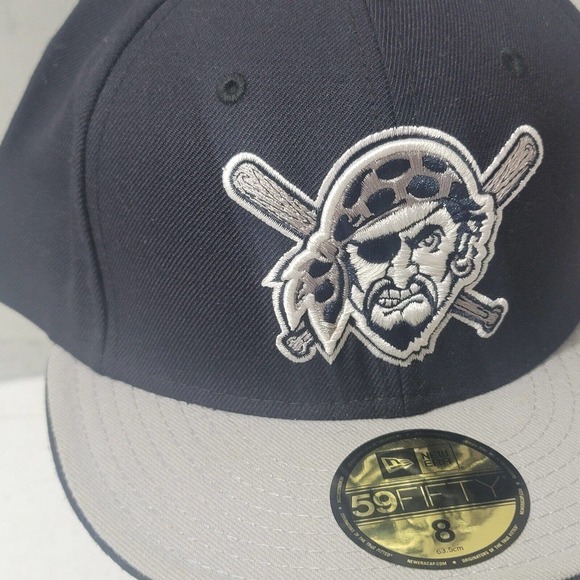 PITTSBURGH PIRATES New Era 59Fifty Jolly Roger Logo Fitted Hat Cap Size 8 2 Tone - Picture 11 of 12